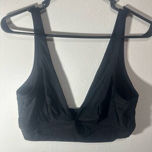 Aerie - Black Plunge Longline Triangle Bikini Top - Size L